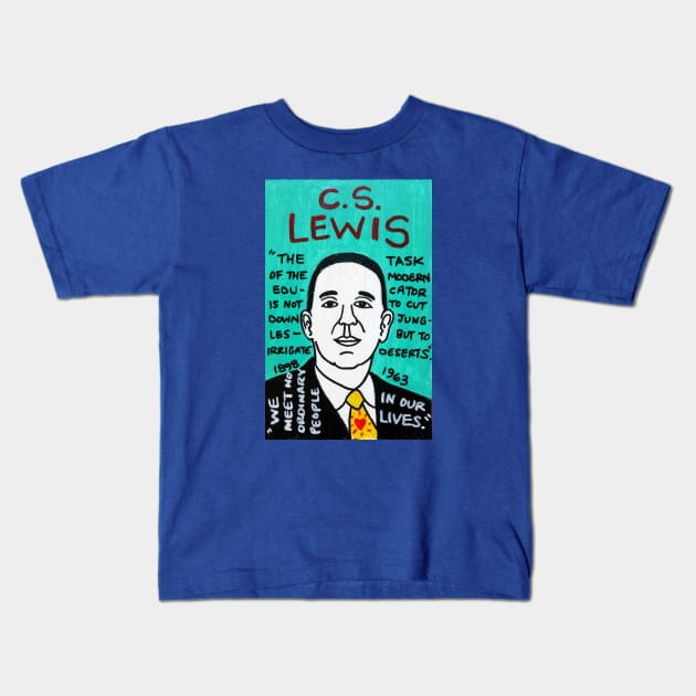 C.S. Lewis Kids T-Shirt by krusefolkart